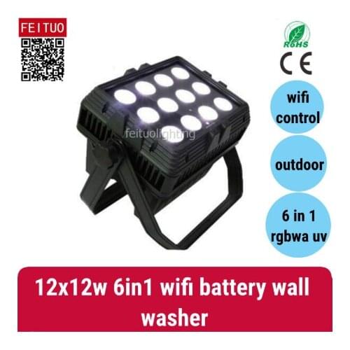 12pcs Wireless Battery Powered 12x18w WIFI Remote RGBWA UV 6IN1 Led Wall Washer Light