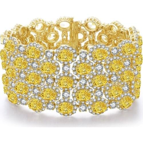 Zhanhao 9K Carat Gold Factory Wholesale Luxury Handmade Fashion Chain Bracelets With 65pcs Simulated Diamonds