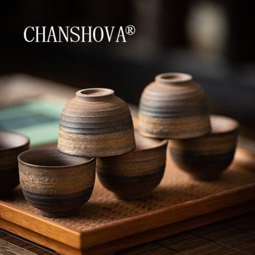 CHANSHOVA 40-70ml Chinese retro Handmade Pottery teacup High Temperature Small liquor cup China ceramics tea set H453
