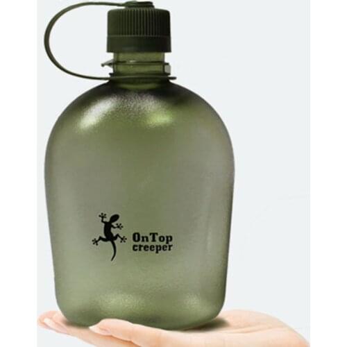 1L large capacity sports bottle travel portable water bottle army fan flat kettle outdoor sports bottle