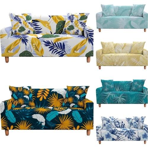 Feather Print Sofa Cover Elastic Couch Slipcovers Stretch Furniture Protector Four Seasons Anti-dirty Sofa Case 1/2/3/4-seater