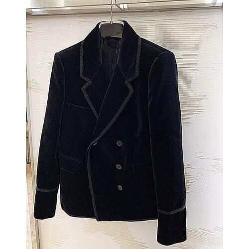 Black velvet suit female little man autumn and winter new style plus cotton fashion casual long-sleeved jacket
