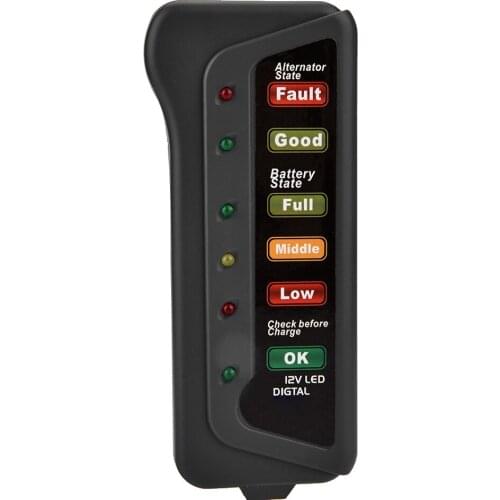 15A 6-LED Display Car Battery Measuremt Tester 12V Power Digital Analyzer Automotive Checker Alternator Test Electrician Tool