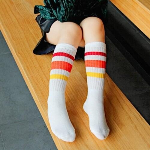 Colorful Kids Baby Knee High Socks for Girls Children Football - Stripe Teen Sports School Wear Toddler Boy Cotton Long Socks