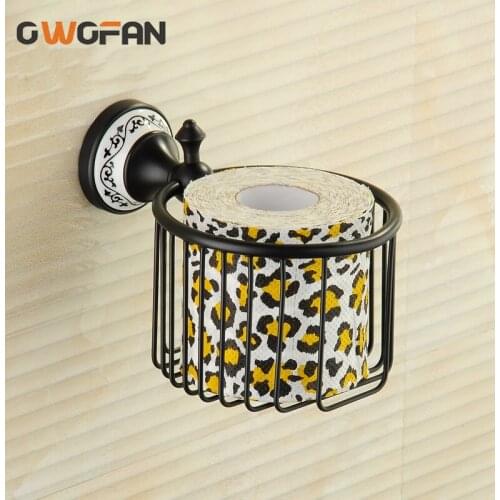 Toilet Paper Holders Black WC Basket Bathroom Toilet Roll Paper Holder Ceramic Home Decoration WC Bathroom Accessories SY-087R