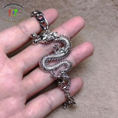 F.J4Z 2020 Trend Dragon Bracelet for Women Chinese Stylish Silver Color Alloy Mens Bracelet Minimalist Jewelry Christmas Gifts