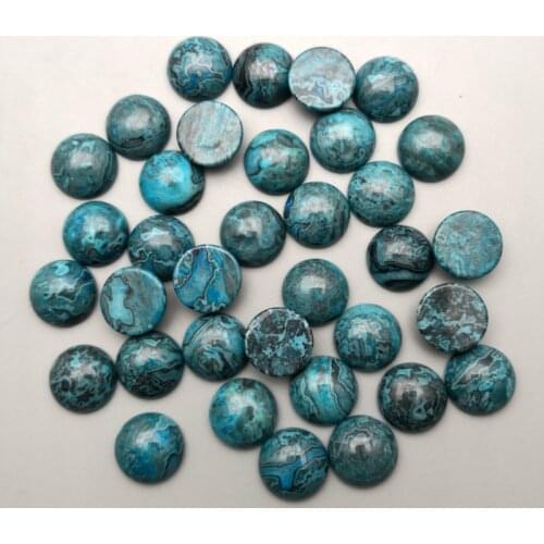 Fashion good quality blue onyx Natural Stone round Beads 12MM charm cabochon Ring earring accessories 50Pcs wholesale no hole