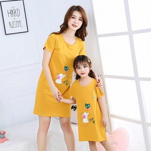 Summer Girls Short Sleeve Nightgown Cartoon Casual Pajamas Dress for Kids Teenager Night Dress Baby Cute Comfortable Nightdress
