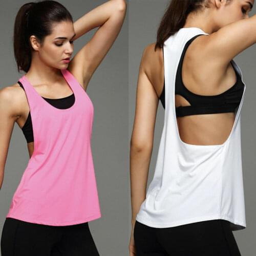 2020 Hot Summer Women Solid Dry Quick Yoga Shirts Singlet Running Training Shirts Loose Gym Fitness Sport Sleeveless Vest