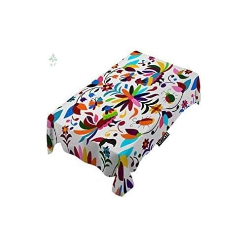 Mexican Otomi Style Flower Boho Colorful Bird Fashion Printed Polyester Tablecloth For Table Kitchen Dining