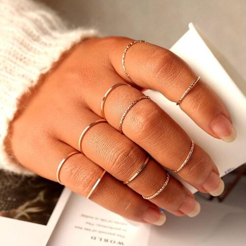 2020 fashionable and simple design starburst ring set 10 pieces of creative retro female wedding joint rings