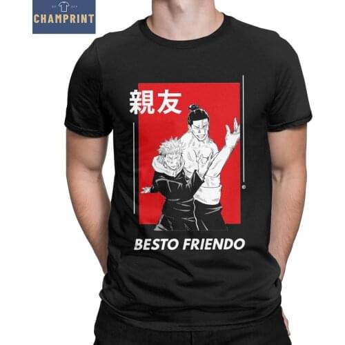 Besto Friendo Itadori And Todo Pose Jujutsu Kaisen T-Shirts for Men Cotton T Shirts Short Sleeve Tee Shirt Classic Clothing