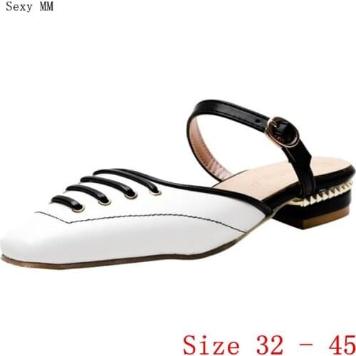 Summer Low Heels Slingbacks Women Pumps Mules Low Heel Shoes Woman Party Shoes Small Plus Size 32 33 - 40 41 42 43 44 45