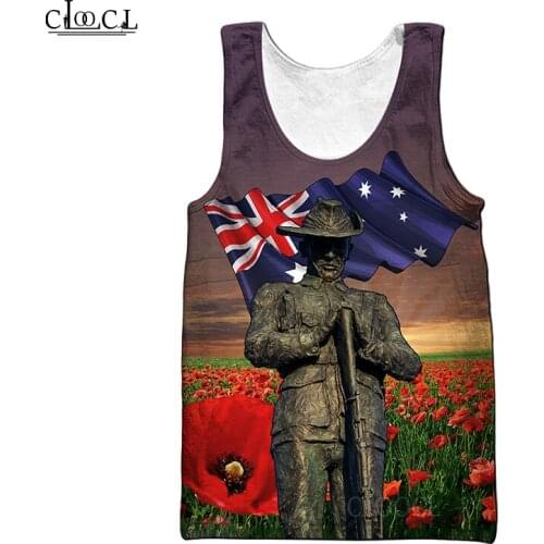 CLOOCL Newest Popular Anzac Day Tank Tops 3D Print Summer Hip Hop Streetwear Vest Sleeveless Men Women Fitness Clothing