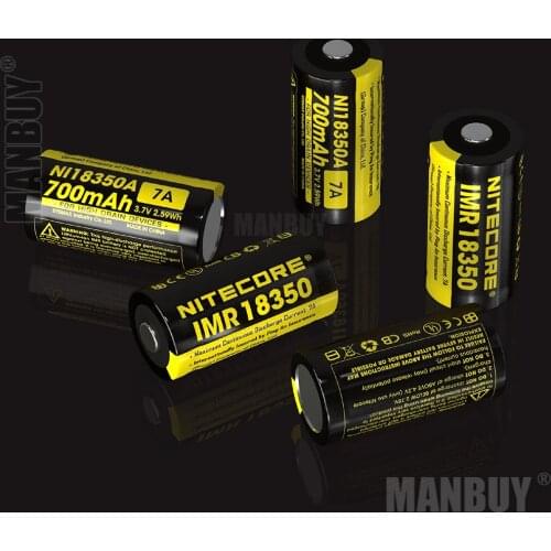 New NITECORE Rechargeable IMR18350 7A 700mAh 3.7V 2.59Wh Lithium RCR123A 16340 Li-ion Battery for High Drain Devices Flashlight