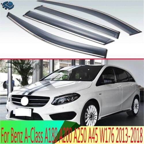 Plastic Exterior Visor Vent Shades Window Sun Rain Guard Deflector For Mercedes-Benz A-Class A180 A200 A250 A45 W176 2013-2018