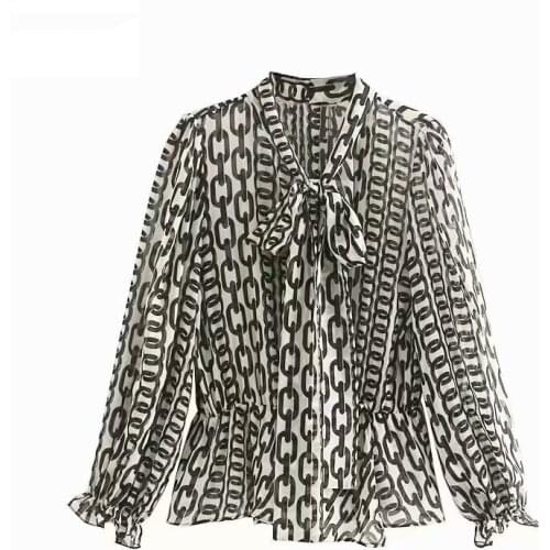 Vadim Rushed Plus Size Zanzea Womens Shirt 2020 Spring New Chiffon Print Bow Sleeve Office Lady Full And Polyester Regular