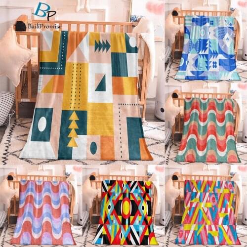 3D Print Colourful Wavy geometric pattern Style Blanket Custom For Living Room Bedroom Bed Office Morden Warm Home Decoration
