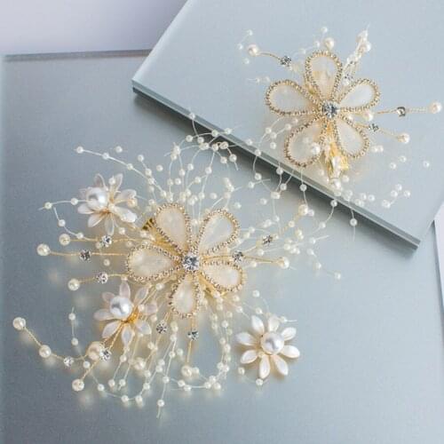 Bridal Headwear New Beaded Rhinestone Alloy Flower Knot Wedding Hairpin Jewelry Accessories for Women Crown Headband