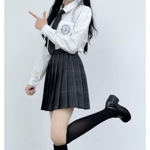 2020 Spring Autumn Preppy Style Loose Japanese Uniforms Jk Shirts School Girls Long Sleeve Embroidered Shirts and Blouses