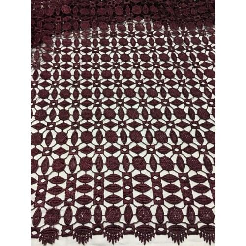 Wine Pure Cupion Lace water souble lace fabric,African cord lace fabric high quality for dress Nigerian lace fabric