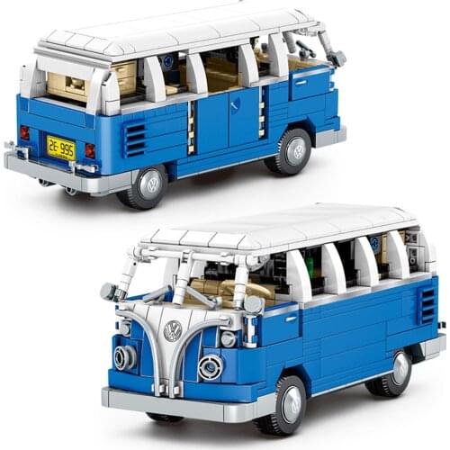 Volkswagen Technic T1 Camper Car 707 1354 PCS Van Fit Children Creator Series Building Blocks Toys Ideas Bricks Free Gift