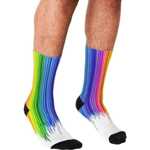 2021 Funny Mens socks Rainbow Gay Pride Pattern Printed hip hop Men Happy Socks cute boys street style Crazy Socks for men