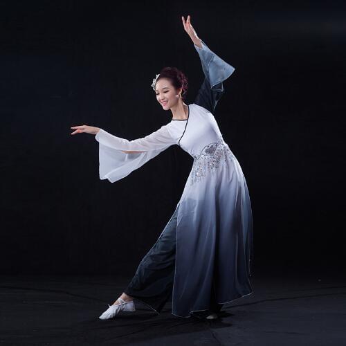 091) Chinese folk dancenew classical dance theatrical costumes ink painting black and white classical dance costumes fan dance