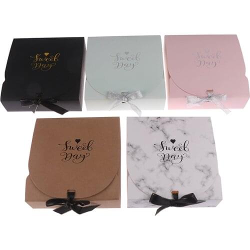 1pc Marble Style Gift Box Creative Kraft Paper DIY Gift Bag Candy Box Kawaii Party Supplies