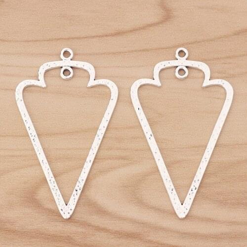 10 Pieces Hollow Open Triangle Connector Charms Pendants 2 Sided for Earring Jewellery Making Findings 54x32mm