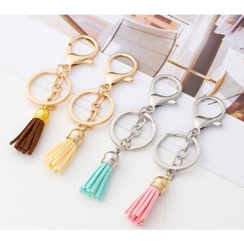 2/5/10pcs 35mm Alloy Korean Velvet Key Ring Tassel DIY Craft Ornament Decor Clothes Lady Leather Bag Fan Pendant Fashion Fringe