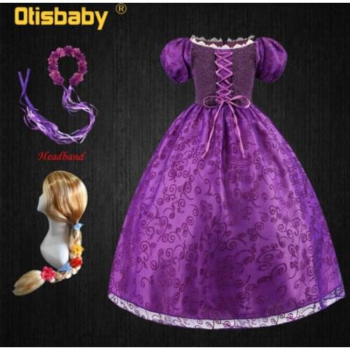 2020 New Arrivals Rapunzel Dress The Tangled New Year Christmas Costume for Girls Child Purple Puff Sleeve Rapunzel Dress Up