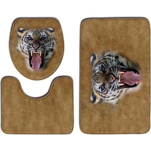 3pcs/Set Animal Pattern Bath Mats Bathroom Carpet Non Slip Water Absorb Floor Rugs Toilet Lid Covers U Shape Pad Toilet Carpet