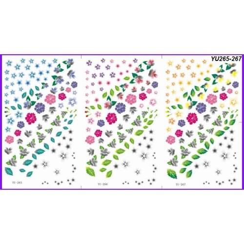 3 PACK/ LOT WATER DECAL NAIL ART NAIL STICKER FULL COVER FLOWER VINE GRASS LEAF YU265-267