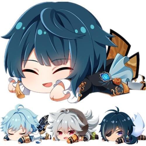 35cm Game Genshin Impact Xingqiu Chongyun Razor Kaeya Alberch Cosplay Costume Two-sided Printing Plush Pillow Doll Accessories