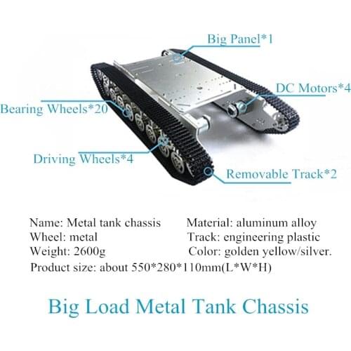 4 Motor Metal Tank Track Chassis Smart Tracked Vehicle RC Mobile Platform Crawler DIY Kit RC Toy Smart Tracked Robot T800