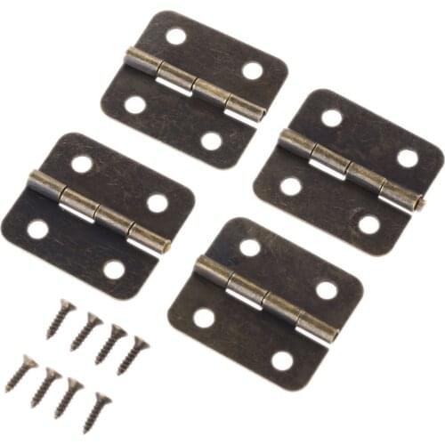 4Pcs 36x26mm Antique Kitchen Cabinet Door Hinges Jewelry Wood Box Cabinet Drawer Butt Hinge Decorative Hinges Furniture Hardware