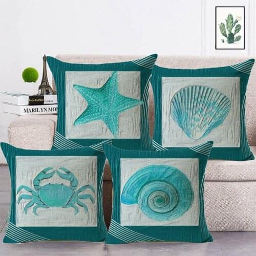 4Pcs Mediterranean Style Conch Coral Sea Shell Pillowcase Cartoon Throw Pillow Home Linen Sofa Bedding Ocean Decoration