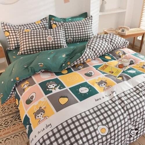 4Four-piece bedding student dormitory single double bed single quilt cover 3 piece set