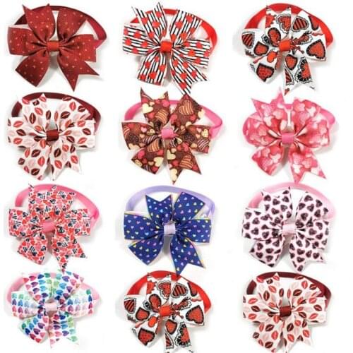 50pic/set Pet Valentines Day Bow Tie Cat and Dog Love Bow Tie Adjustable Collars Accessories Teddy Pomerano Accessories