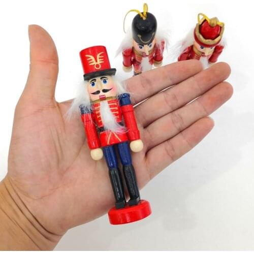 6Pcs Wooden Nutcracker Doll Soldier Christmas Tree Hanging Decor Table Toys Xmas Wooden Pendants Christmas Tree Hanging Decor