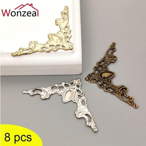 8Pcs Antique Brass Silvery Gold Bronze Color Corner Brackets For Photo Frame Furniture Protector Decorative Crafts DIY