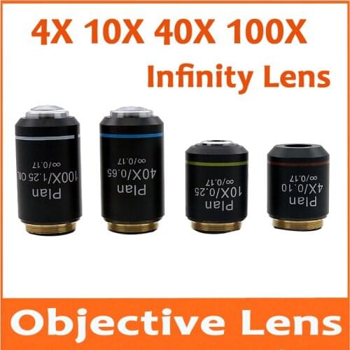 4X 10X 40X 100X Infinity Plan Achromatic Objective Lens for Educational Olympus Biomicroscope Biological Microscope 20.2mm