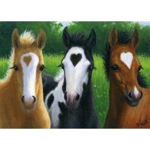 Full Square/Round Drill 5D DIY Diamond Painting "Three horses" 3D Embroidery Cross Stitch 5D Rhinestone Home Decor Gift