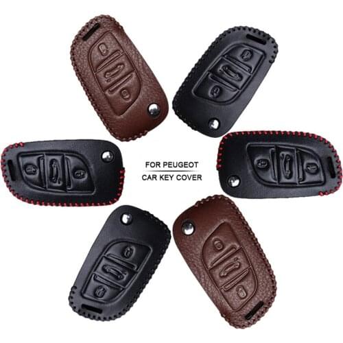 Car Accessories Key Cover Case For Peugeot 3008 208 308 2008 207 5008 308 SW 207 Hand-woven Smoky Grey Metal Keyring Keychain