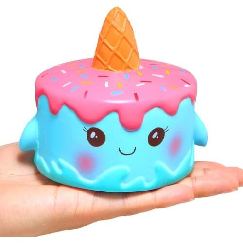 Jumbo Blue Unicorn Cake Squishy Simulation Sweet Scented Soft Squeeze Toys Decompression Slow Rising Fun Gift Toy for Children