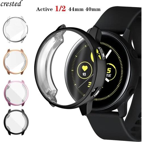Case For Samsung Galaxy watch Active 40 44 mm TPU All-Around cover bumper+film Screen Protector Galaxy watch active 2 44mm 40mm