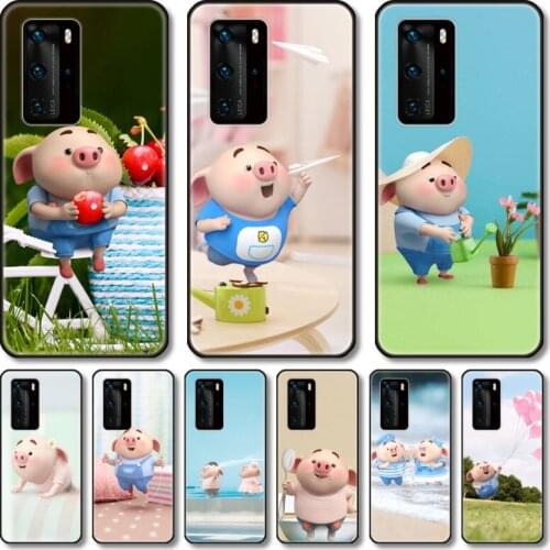 Cute pigs Phone Case For Huawei P 40 30 20 10 9 8 Lite E Pro Plus black cell shell