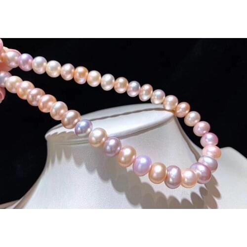 D830 Pearl Necklace Fine Jewelry Almost Round 8-9mm Fresh Water Mix Color Pearls Neckalces for Women Fine Presents
