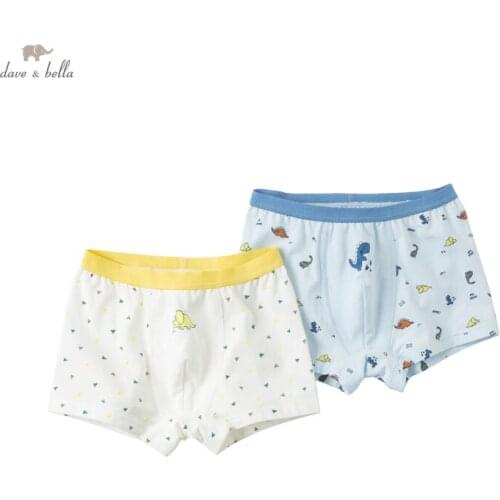 DBW18349 dave bella baby boys fashion 2 pieces one set cotton casual cartoon letter print boy panties